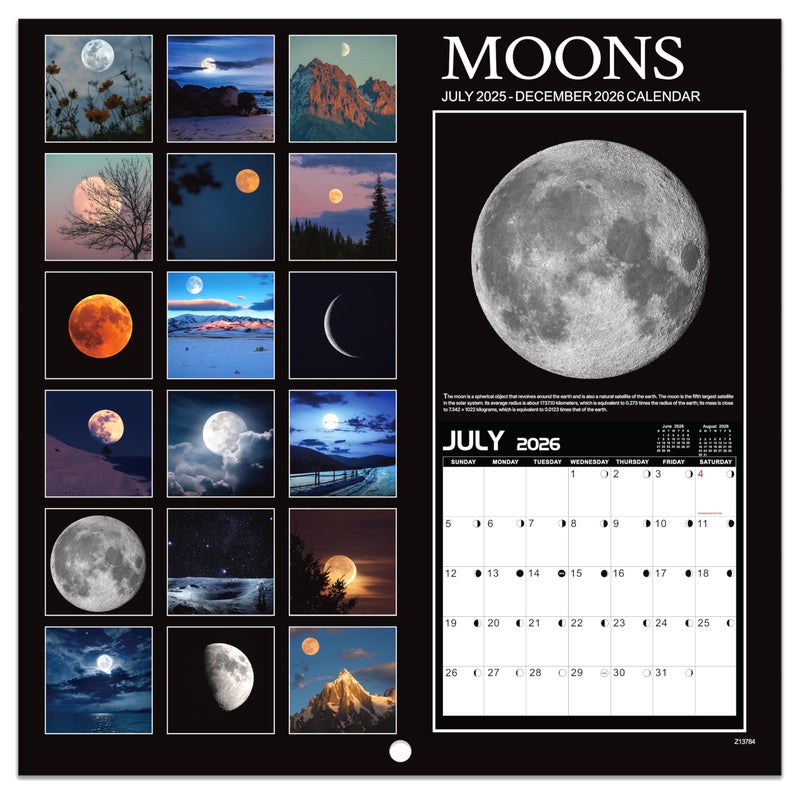 MaaIbok 2025-2026 Wall Calendar - Calendar 2025-2026, July 2025 - December 2026, 12''    24''(Open), 2025-2026 Calendar with Moon Phases, Hanging Holes, Large Blocks, Perfect for Organizing & Planning - Image 5